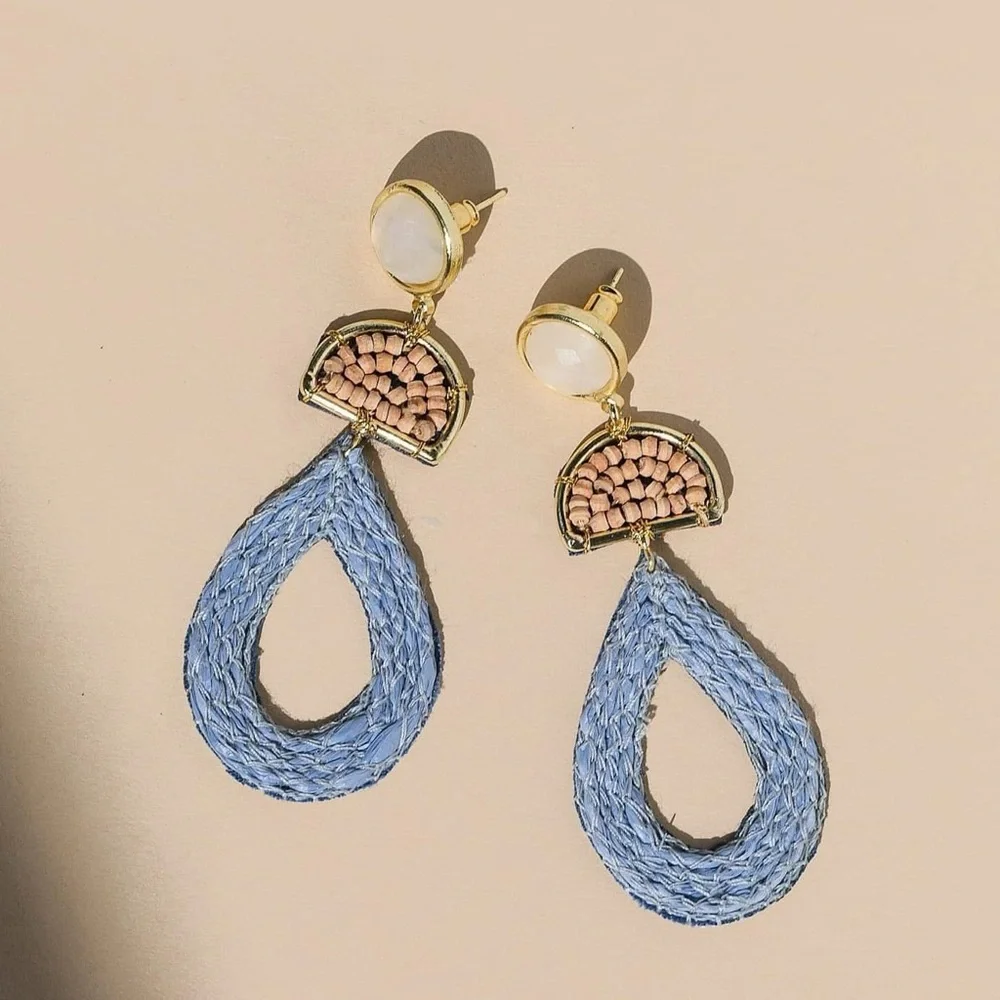 Mira Moonstone Mango Wood Earrings - Picture 3 of 4